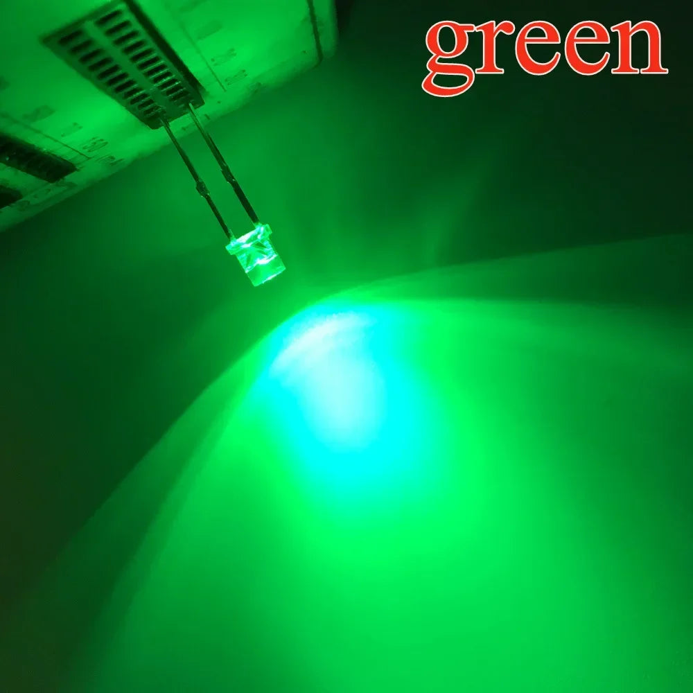 100pcs F3 3mm Flat Led Ultra Bright Diodes Wide Angle Light Emitting Bulbs Signage Decoration Advertising Lamp Ambient Building