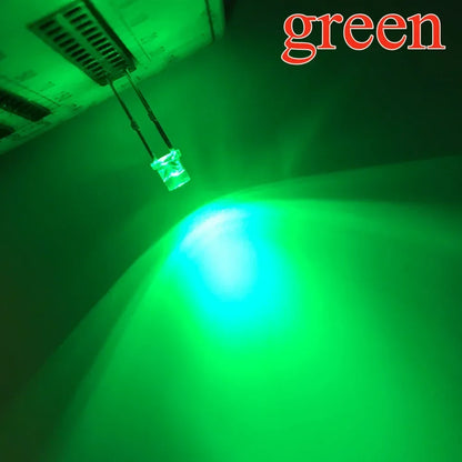 100pcs F3 3mm Flat Led Ultra Bright Diodes Wide Angle Light Emitting Bulbs Signage Decoration Advertising Lamp Ambient Building