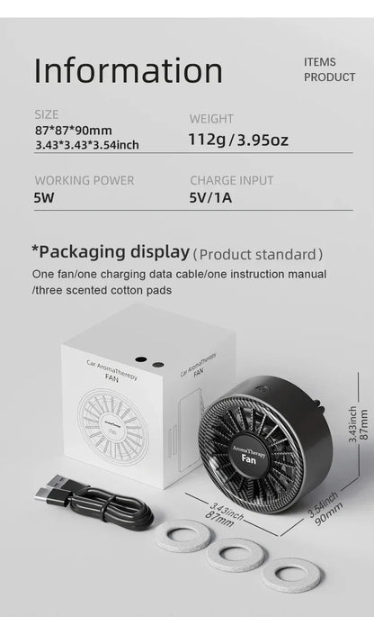 New car aromatherapy fan, USB cool seven color ambient lighting, three adjustable car fans, large truck van car fan