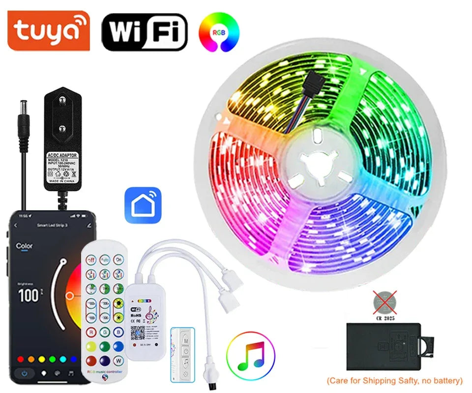 RGB Led Lights Strip Wifi Bluetooth Adhesive Led Tape Rgb 5050 Led Strips For Bedroom Party Lights Wall Room Decoration