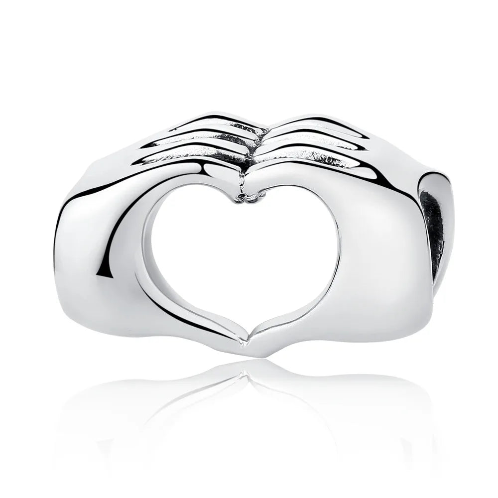 WOSTU Real 925 Sterling Silver Heart Pendents Gifts Charms Beads Fit Original DIY Bracelet Necklace Mother's Day Jewelry for Mom
