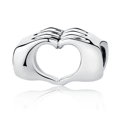 WOSTU Real 925 Sterling Silver Heart Pendents Gifts Charms Beads Fit Original DIY Bracelet Necklace Mother's Day Jewelry for Mom