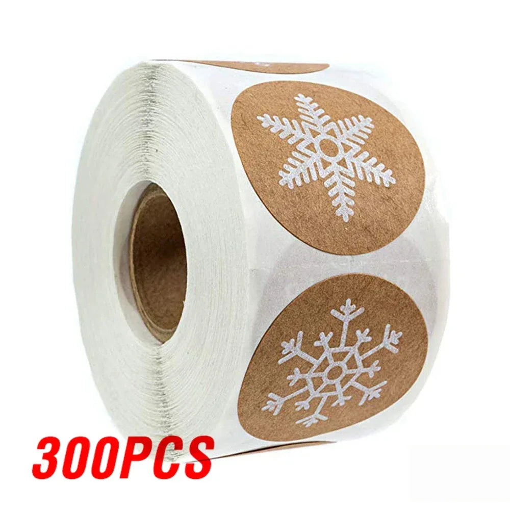 100-500Pcs Gold Snowflake Christmas Stickers Candy Bag Envelopes Sealing Label Christmas Gifts Box Decorations Sticker