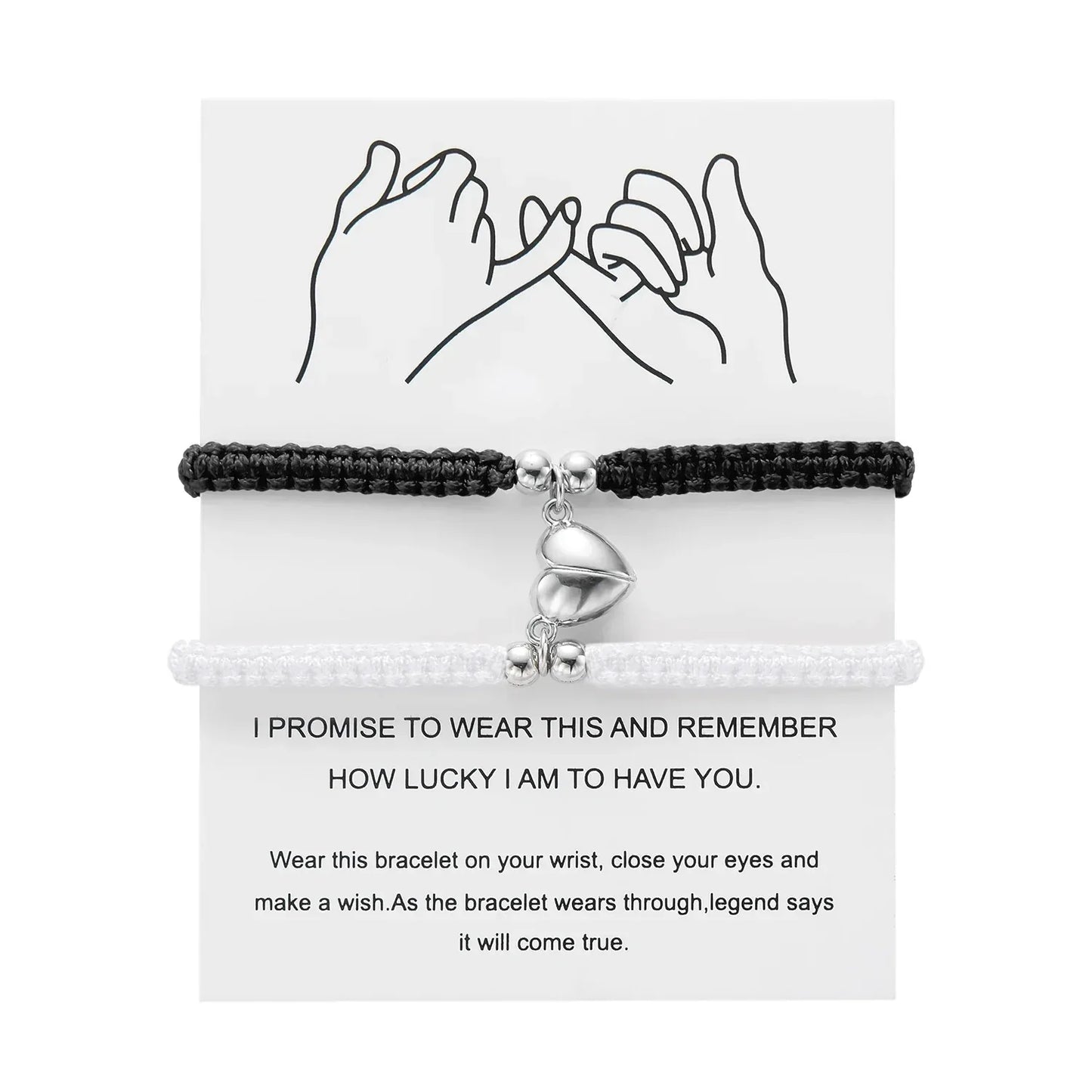 Handmade Heart Magnet Bracelet for Women Men Fashion Adjustable Braided Couple Bracelet Lovers Bestie Friendship Jewelry Sets