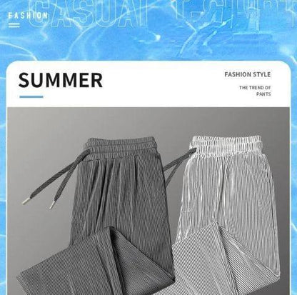 Summer Ice Silk Ultra-thin Ice Silk Pants Men's Loose Casual Pants Quick-drying Harajuku Fashion Pants Men's Thin Trousers