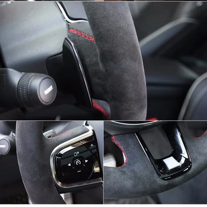 Hand Sewing Soft Suede Car Steering Wheel Cover For Seat Ibiza(6J)(FR/CUPRA) 2015 Mii FR Leather Original Steering Wheel Braid by PDG ibma