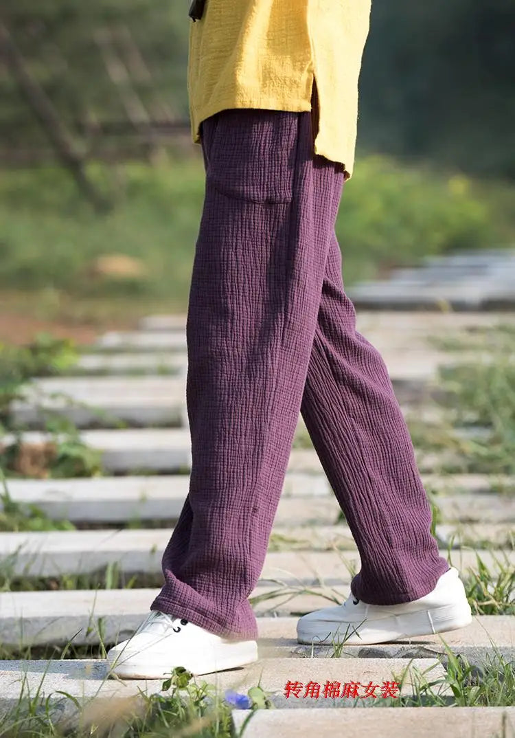 2024 Spring Women' Fashion comfortable cotton linen pants Plus size Women pleated Autumn pants with pockets 5XL 6XL pantalones