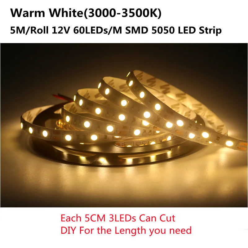 PIR Motion Sensor Stair LED Strip 12V SMD 5050 White / Warm White Lamp Tape Light 32 Ways Staircase Controller Step LED Ribbon
