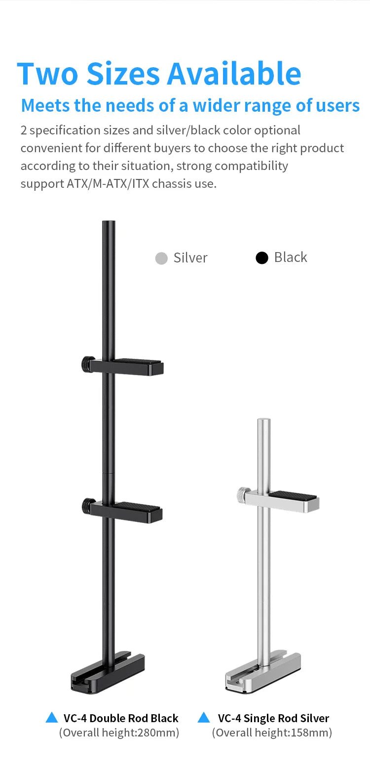 TEUCER VC4 Aluminum Alloy Graphics Video Stand 280mm GPU Support Anodic Oxidation Sandblasting Video Card Bracket PC Accessories