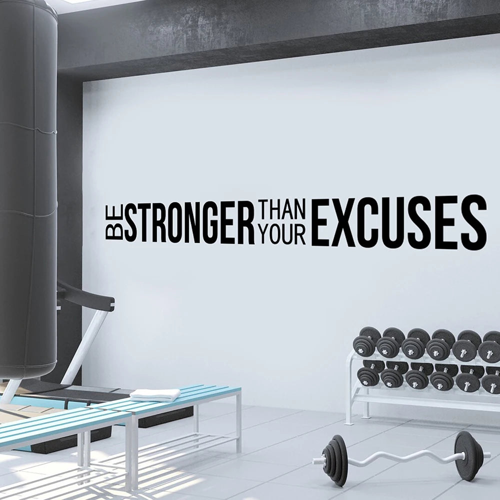 Be Stronger Than Your Excuses Gym Wall Sticker Decal Motivational Inspiral Quote Fitness Crossfit Bodybuilding Sport Deco