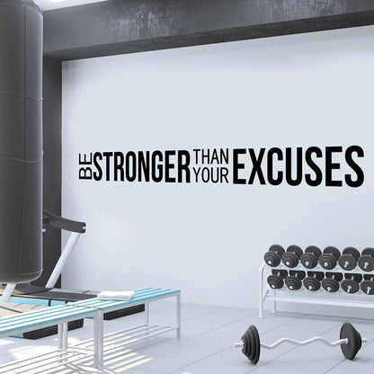Be Stronger Than Your Excuses Gym Wall Sticker Decal Motivational Inspiral Quote Fitness Crossfit Bodybuilding Sport Deco
