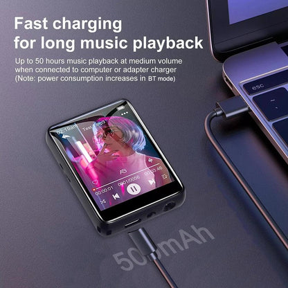 128G MP3 Player Bluetooth 5.4 HiFi MP3 Music Player Built-in Speaker 2.4inch Touch Screen MP4 Player with E-book/Video Recording