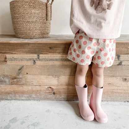 deer jonmi 2022 Summer Baby Girls Polka Dots Shorts Korean Style Children Cotton Trousers Toddlers Kids Casual Shorts