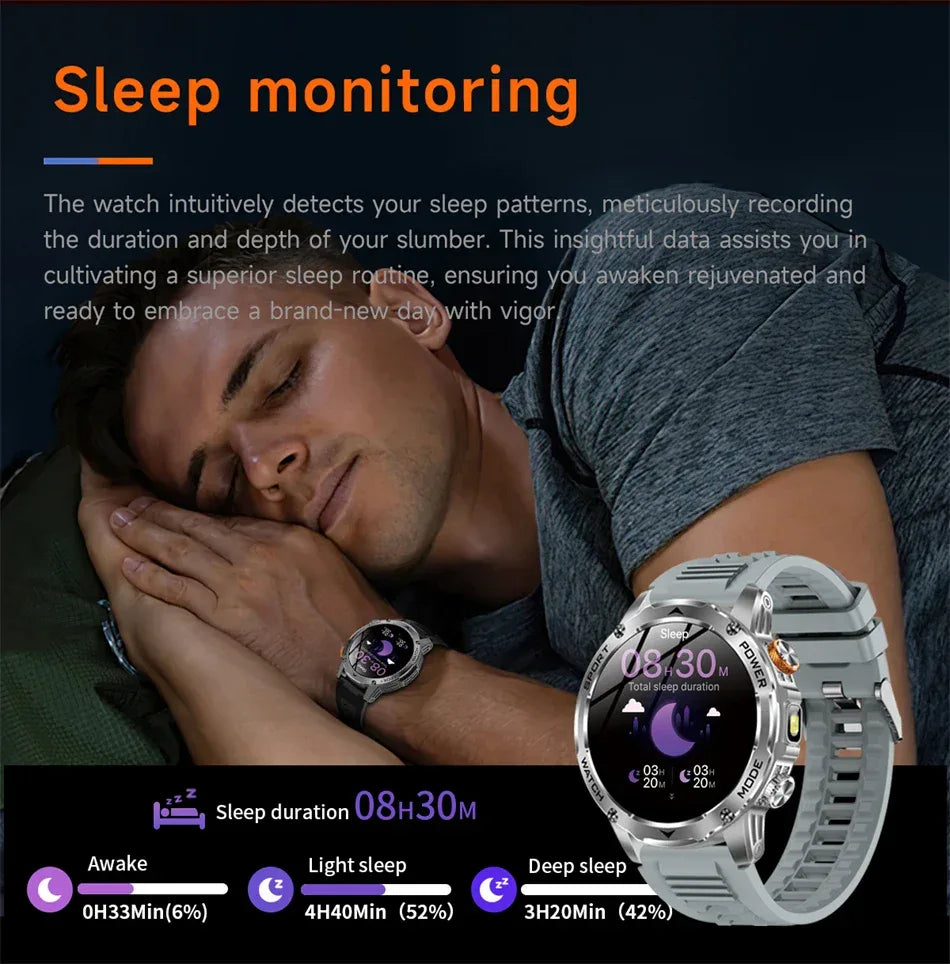 LIGE AMOLED Smart Watch Men with Flashlight Sports IP68 Waterproof Fitness Tracker Bluetooth Call Smartwatch Man for Android iOS