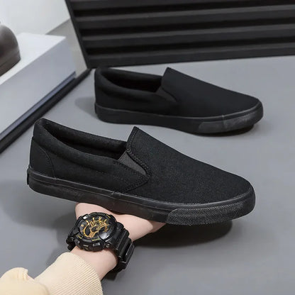 Hand-Painted Canvas Shoes Elastic Unisex Spring 2025 Style Korean Version Flat Heel Breathable Cotton Lined All-Season Footwear