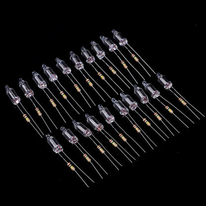 20PCS Neon Indicator Lamps With Resistance Connected To 220V 4mm 5mm 6mm Neon Glow Lamp Mains Indicator-Red Light