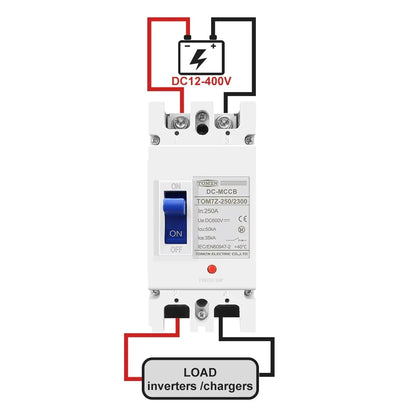 TOMZN 2P DC MCCB 600V Solar Molded Case Circuit Breaker Overload Protection Switch Protector for Solar Photovoltaic PV