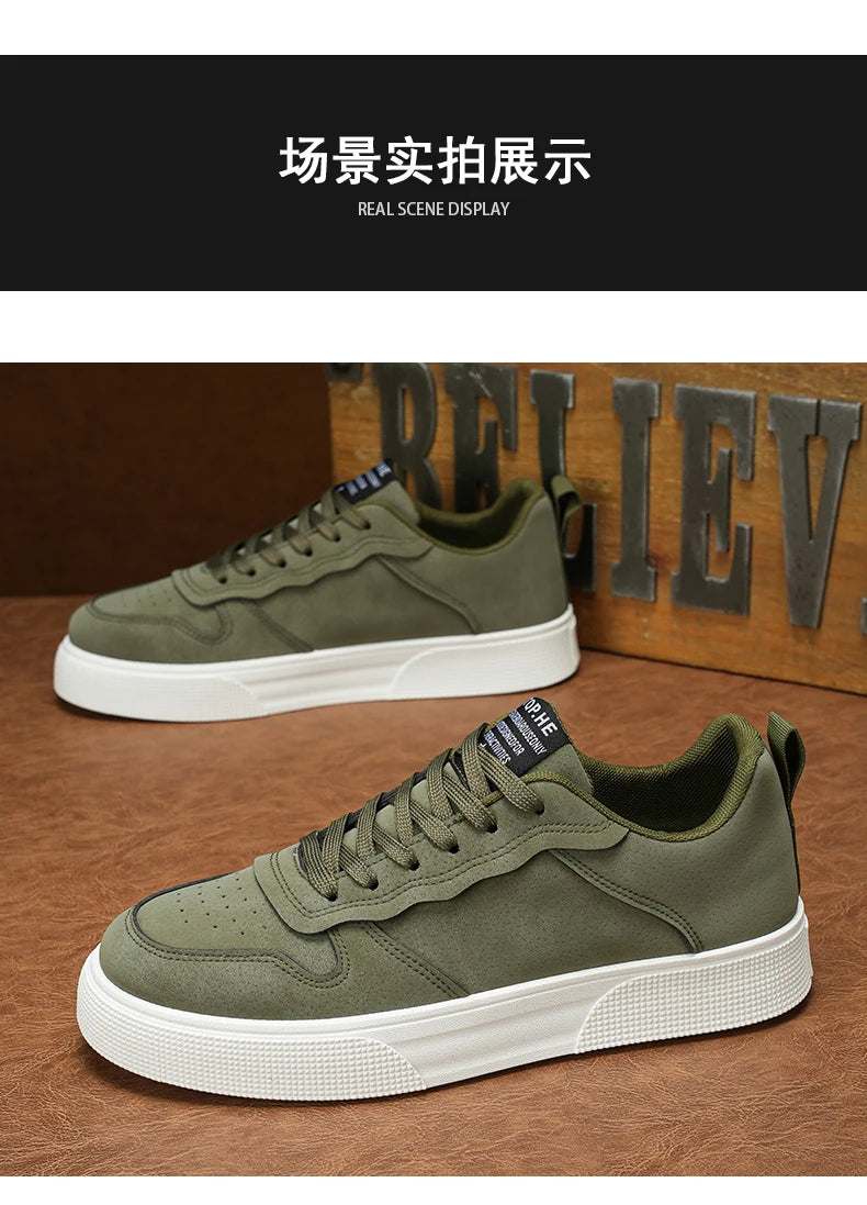 Men's Shoes Spring and Autumn New Style Green Black Red Sports Shoes Soft Sole Breathable Men's Low-Top Versatile Casual Shoes