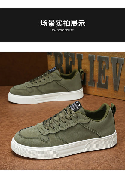 Men's Shoes Spring and Autumn New Style Green Black Red Sports Shoes Soft Sole Breathable Men's Low-Top Versatile Casual Shoes