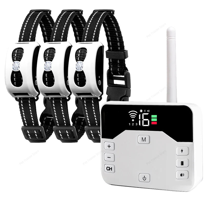 2 In 1 Electric Pet Wireless Fence Dog Training Collar Anti Runaway Up to 3 Dogs Outdoor Pet Containment Rechargeable System