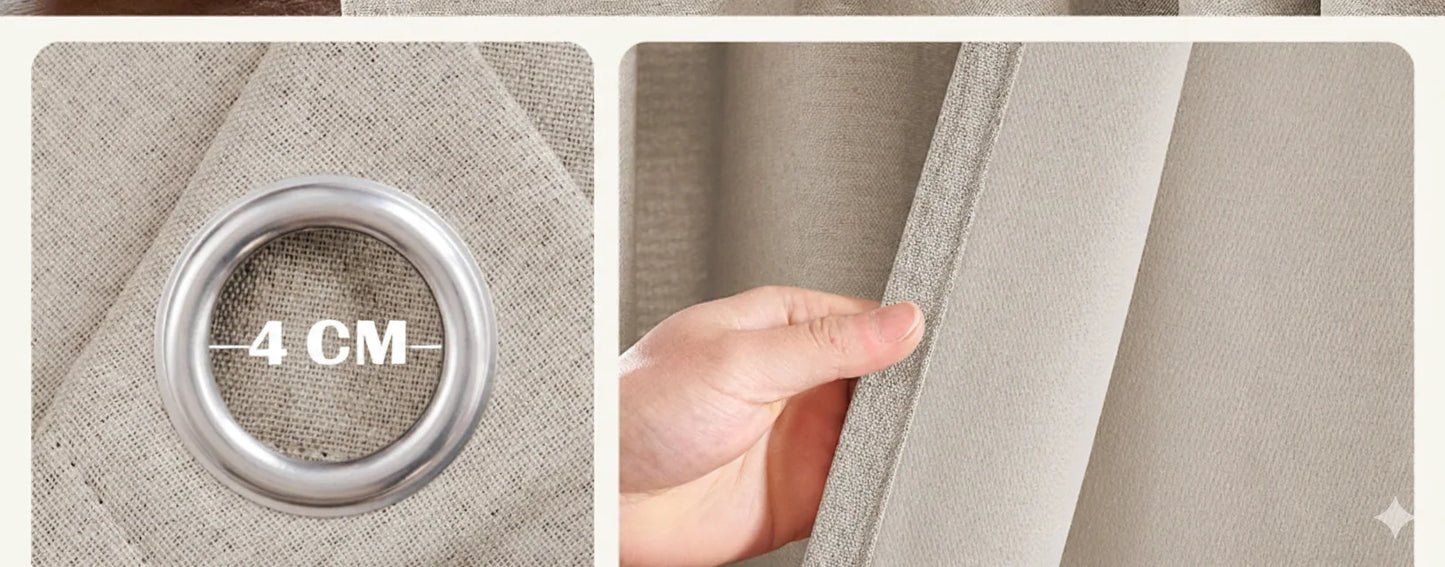 Jinchan Single Panel Faux Linen Blackout Curtain, Metal Grommet Top Room Darkening Drapes, Thermal Insulated Shield(Grey/Beige)