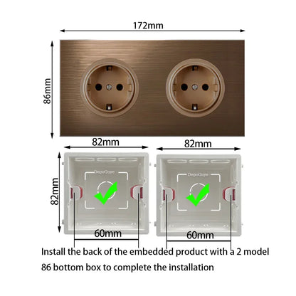 High quality coffee color universal Retro Eu FR 220V wall light switch,Reset button switch electrical socket with LED indicator