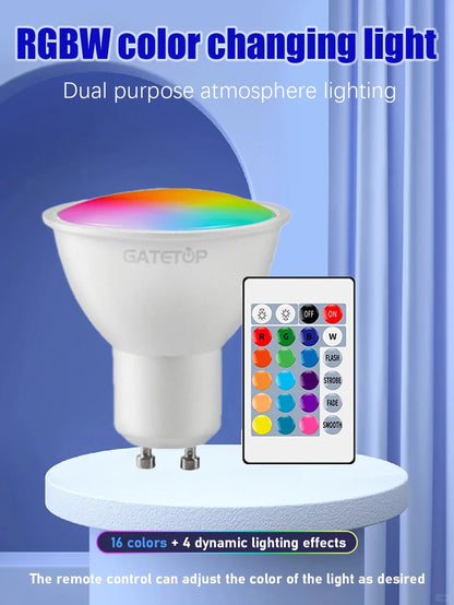 1-10PCS RGB GU10 LED Spotlight Bulb 24 Key Remote Control Dimmable 6W AC220V 110V Colorful Change for Bedroom Living Room Lamp
