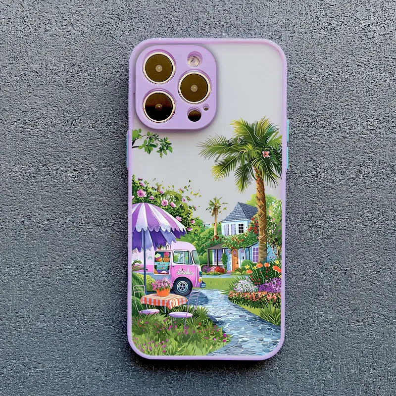 Coconut Tree Phone Case For iPhone 11 12 13 14 15 Pro Max Mini 16 Pro Max X XR XS 7 8 15 Plus SE Summer Scenery Shockproof Cover