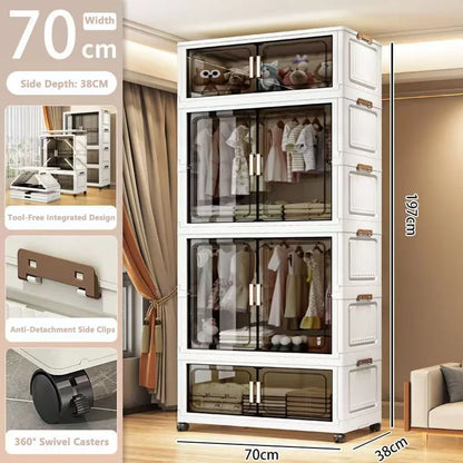 Multi-Functional Folding Storage Cabinet with Doors for Home Office Kitchen Bathroom Organizer White Black Gray