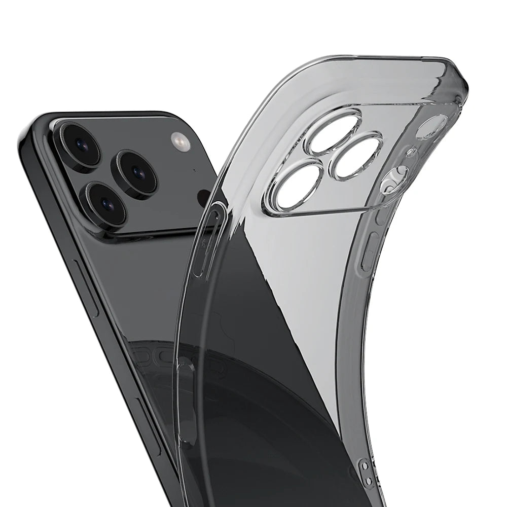 Transparent Black Silicone Soft Case For iPhone 17 Air 16 16E 15 14 13 12 Pro Max Plus Mini Clear Ultra Thin Back Cover Shell 17
