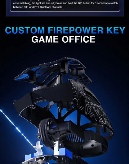 AULA SC620 Wireless Gaming Mouse, Lightweight Design, Multiple Lighting Effects, Customizable Fire Button, Optical Movement Dete