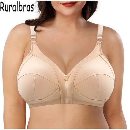 Ruralbras Sexy Full Cup C D E F G Bras For Women Push Up Seamless Comfortable Cotton Lingerie TOP Big Bust 36-52 Lace Undearwear
