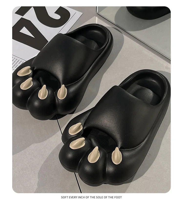 Cute Tiger Paw Slippers Men New Summer Outdoor Slides Shoes Unisex Funny Cartoon Bear Cat Claw Lovers Slipper Novelty Flip Flops