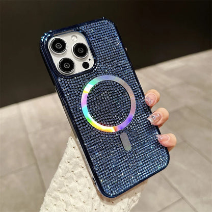 Luxury Diamond For Magsafe Case for iPhone 15 16 17 Pro Max Plus Bling Shinny Magnetic Cover for iPhone 11 12 13 14 Pro Max