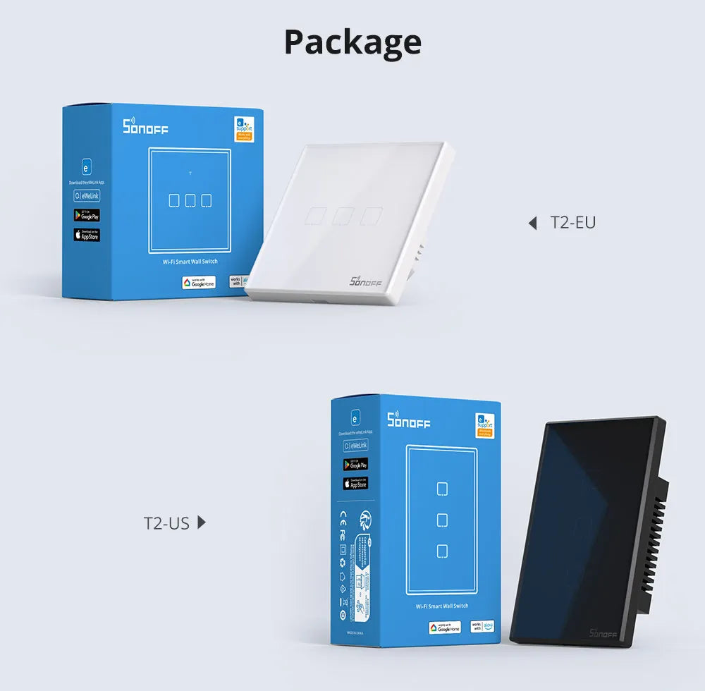 SONOFF TX US Wall Smart Switch 433Mhz RF Remote Control Wi-Fi Touch Switch via eWeLink APP Works With Alexa Google Home