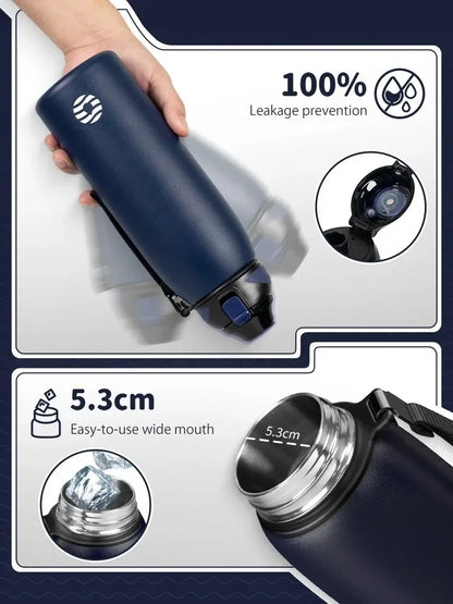 FEIJIAN 600/800/1000ml Travel Water Bottles Vacuum Sports Bottle Warm and Cold Drink Stainless Steel Vacuum Flask Portable