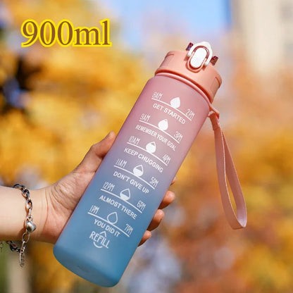 3PCS Sports Water Bottle with Time Marker Leak-proof Cup Motivational Portable Water Bottle for Outdoor Sport Fitness BPA Free