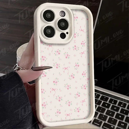 Rose Flower Bowknot Silicone Phone Case for Xiaomi Redmi Note 13 12 11 Pro Plus 12S 11S 10S 10 9 9S 8 12C 13C Matte Back Cover