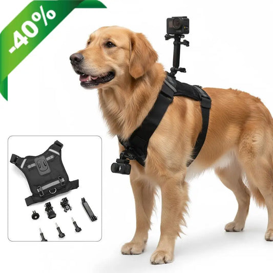 Dog Harness for All Action Cameras Soft Adjustable Dog Harness Mount for Large Medium Small Dogs Used for Chest Back Fixation