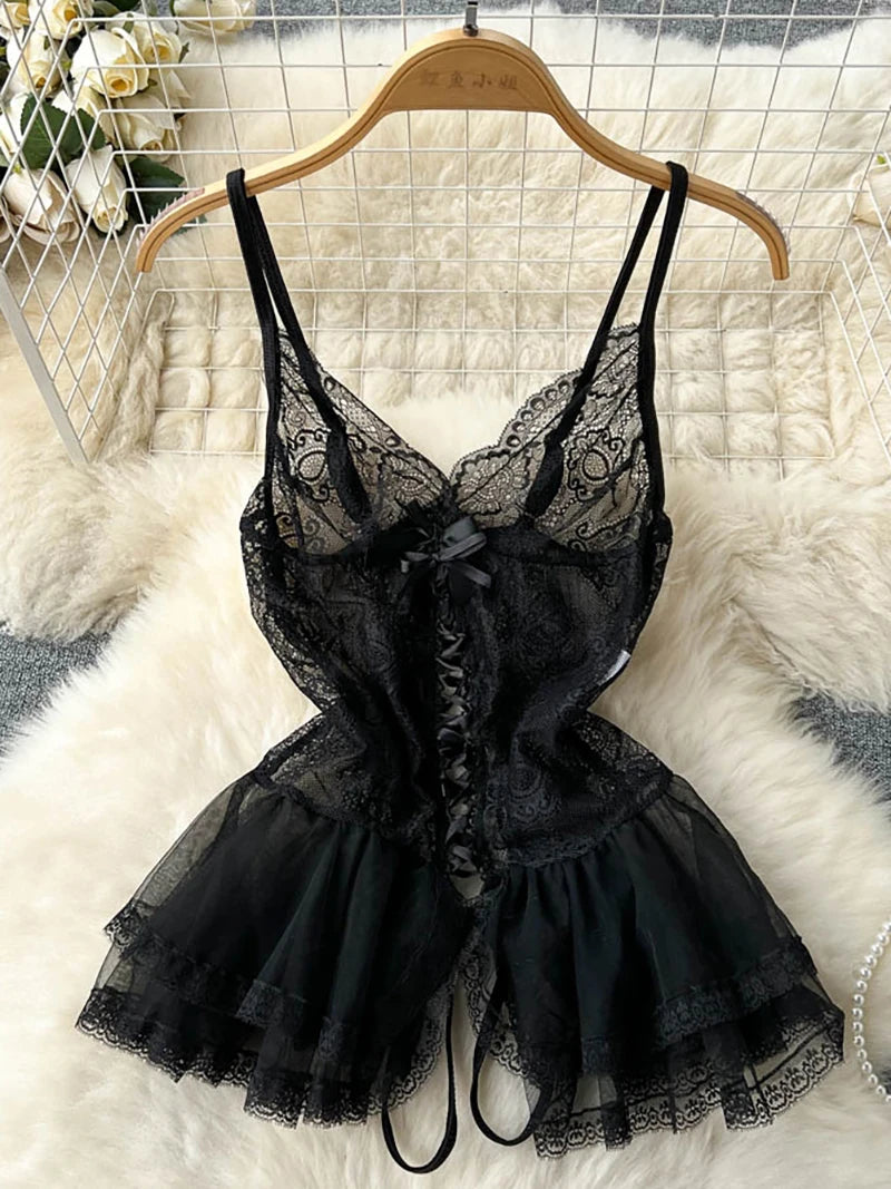 Woman Plus Size Sexy V-Neck Strap Dress Lace Trim Slim Short Dress Women Fashion Comfortable Dress Party Hotsweet