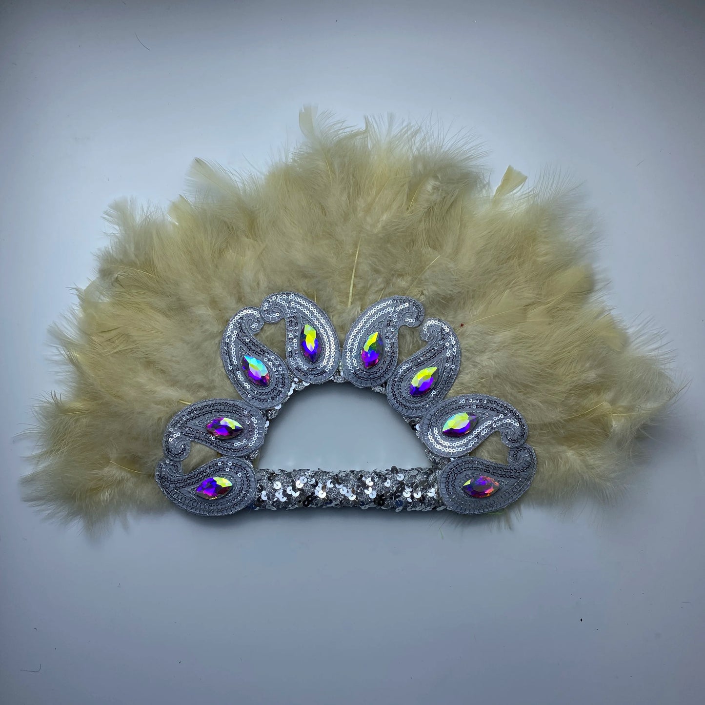 2025 New Design African Turkey Feather Big Fan Ladies Wedding Feather Fan for Bride Double Side Feather Nigerian Feather Handfan