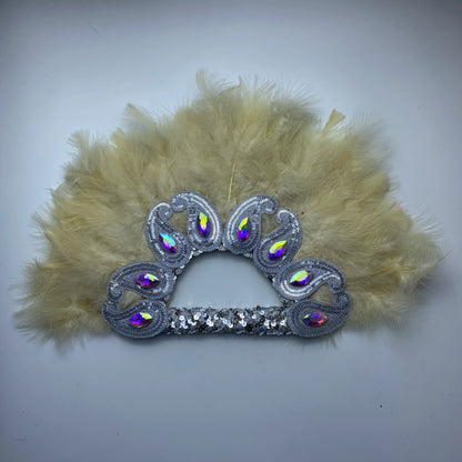 2025 New Design African Turkey Feather Big Fan Ladies Wedding Feather Fan for Bride Double Side Feather Nigerian Feather Handfan