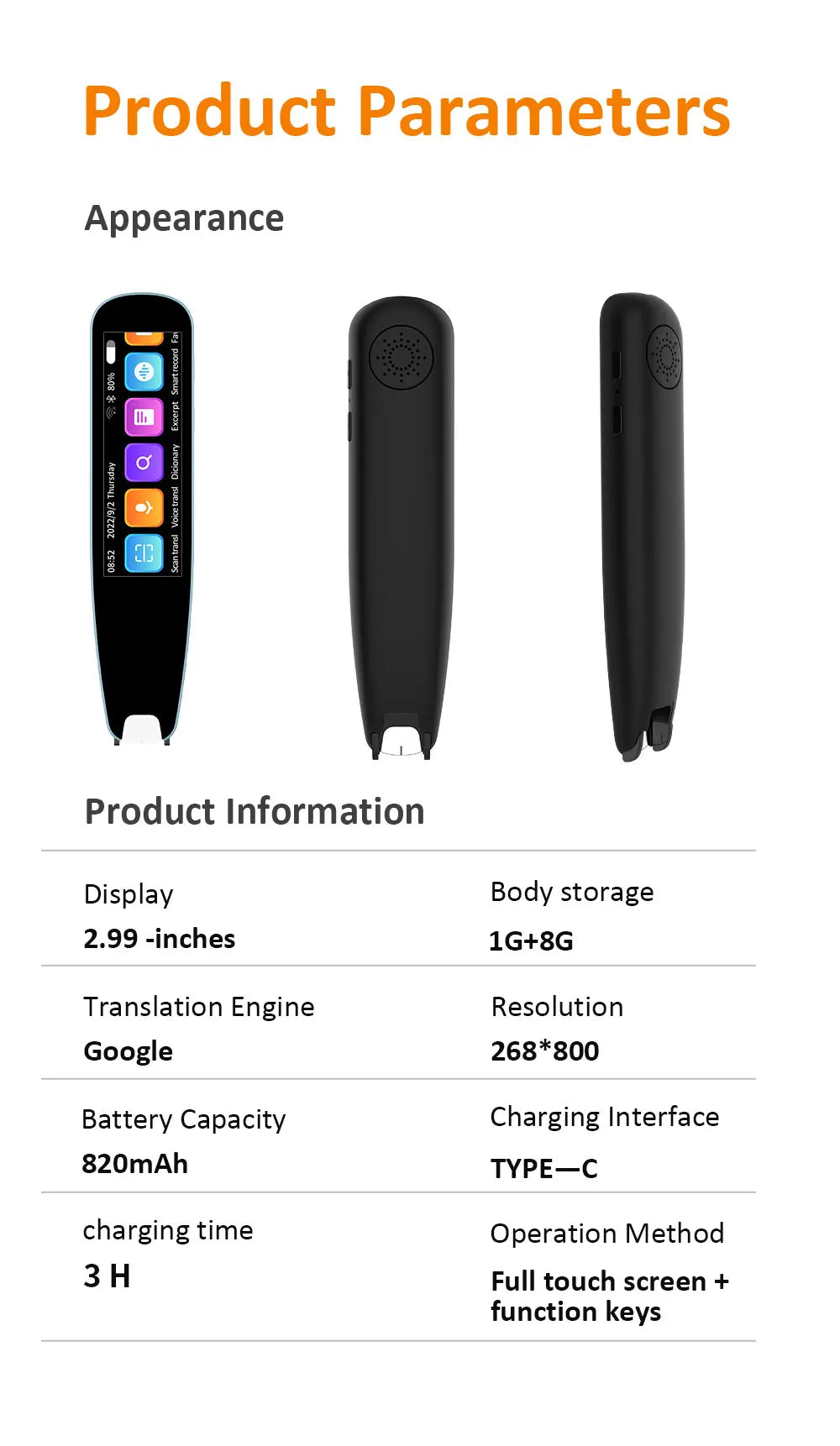 German Spanish French Italian Korean Portuguese Russian Scanning Voice Translation Pen Offline Online Language Learn Translator