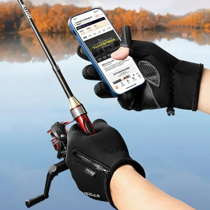 Vilico Warm Touchscreen Motorcycle Fishing Gloves Windproof Durable Anti‑Slip Waterproof Breathable for Autumn & Winter Cycling