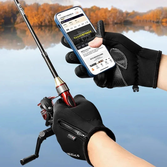 Vilico Warm Touchscreen Motorcycle Fishing Gloves Windproof Durable Anti‑Slip Waterproof Breathable for Autumn & Winter Cycling