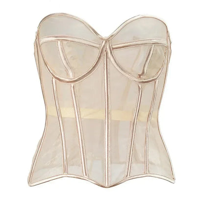Sexy Thin Body Shaper Underwear Corset Waist Trainer Lingerie Lace Corsets Perspective Mesh Shapewear Women Fashion Clothes Faja