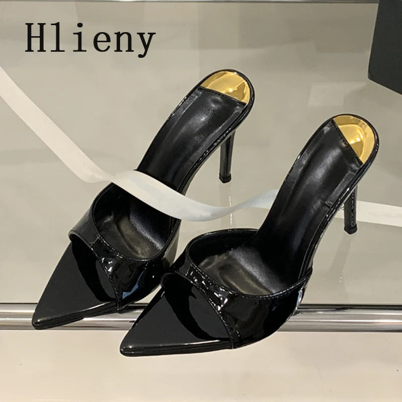 Hlieny 2026 Summer Fashion Stiletto Heels Women Pointed Toe Slippers Banquet Dress Sandals Party Wedding Mule Slides Shoes