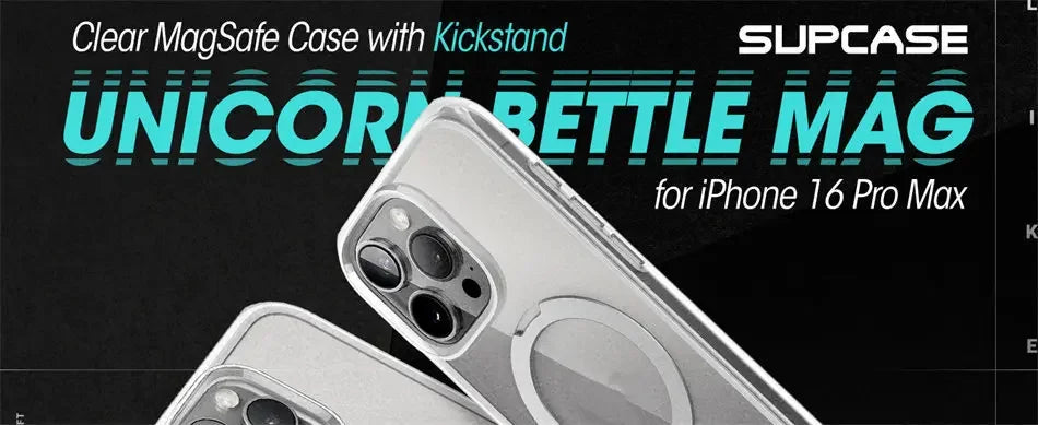 SUPCASE For iPhone 16 Pro Max Case with Camera Control Capture Button UB Mag Stand Series Slim Clear Magnetic Phone Case