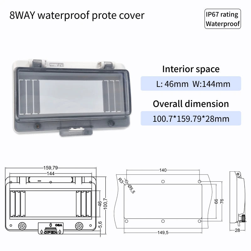 Outdoor Waterproof Window Cover with Lockable Circuit Breaker Electrical Box, Transparent Cover for IP67-Rated Button and Instru