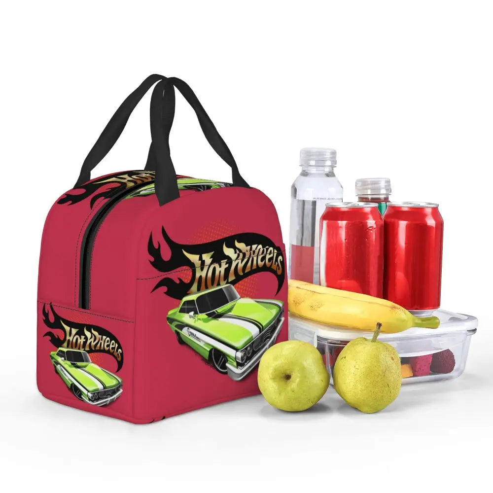 Custom Hot Wheels For Fans Thermal Insulated Lunch Bag Cartoon Sport Car Portable Lunch Container Travel Multifunction Food Box